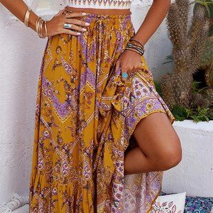 Boho Summer Beach Floral Skirt (sz XL)